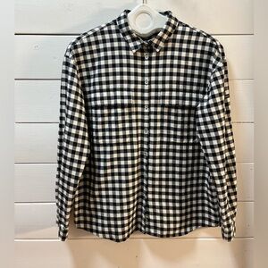 SAINT JAMES Black & White Gingham Flannel Shirt – 10
